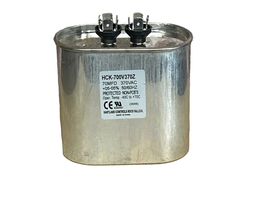 370 Vac, 70MFD 50/60 Hz, Oval Capacitor
