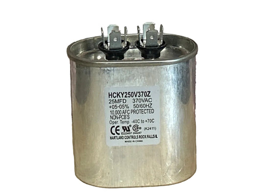 370 Vac, 25MFD 50/60 Hz, Oval Capacitor