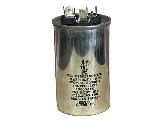 370 Vac, 15+10MFD 50/60 Hz, Round Capacitor