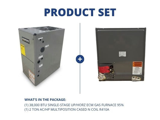 38,000 BTU Single-Stage Up/Horz ECM Gas Furnace 95% and 2 Ton AC/HP Multiposition Cased N Coil R410A