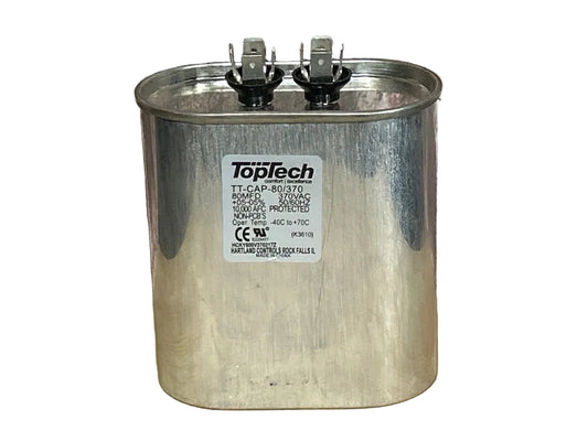 370 Vac, 80MFD 50/60 Hz, Oval Capacitor