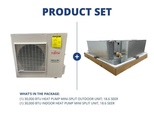 30,000 BTU Heat Pump Mini-Split Set 18.6 SEER, 208-230/60/1, R-410A