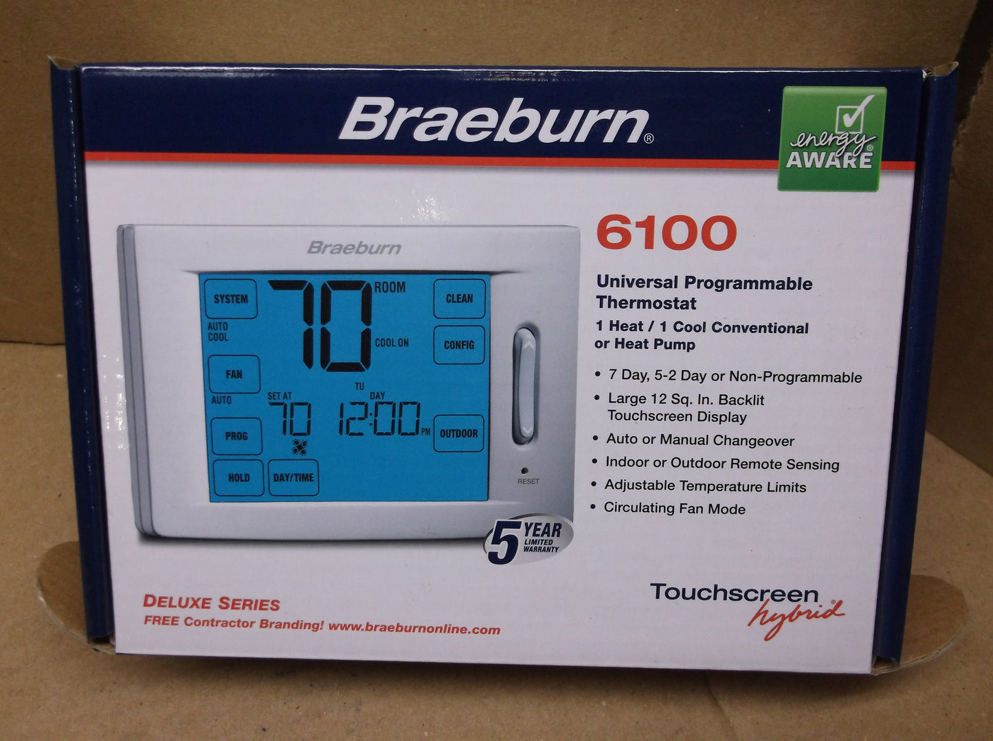 Universal Programmable Touchscreen Thermostat, 24VAC, Heat/1