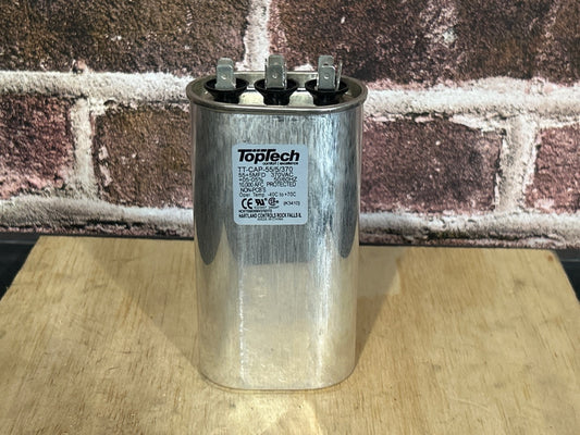 55+5 MFD x 370 VAC Oval Dual Run Capacitor