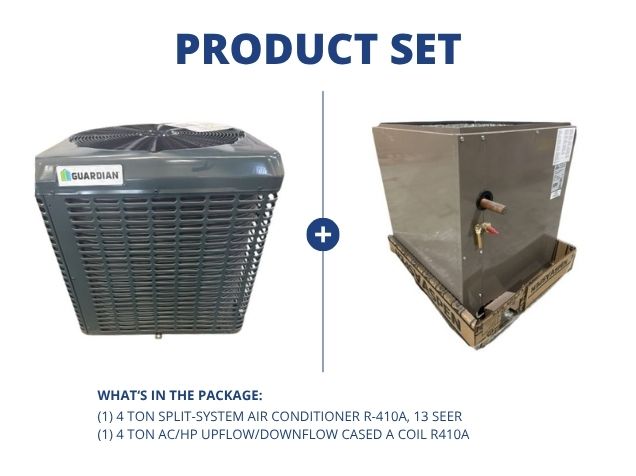 4 Ton Split-System Air Conditioner R410A, 13 SEER and 4 Ton AC/HP Upflow/Downflow Cased A Coil R410A