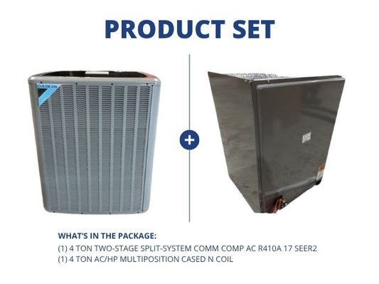 4 Ton Two-Stage Split-System Comm Comp AC R410A 17 SEER2 with 4 Ton AC/HP Multiposition Cased N Coil