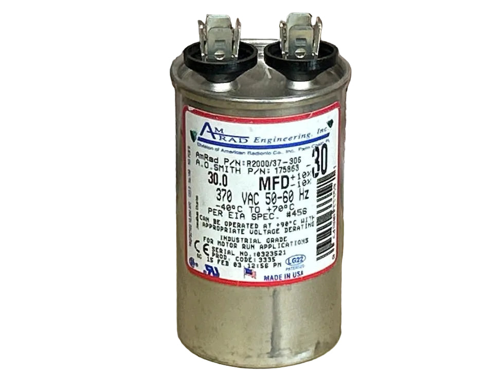 370 Vac, 30MFD 50/60 Hz, Round Capacitor