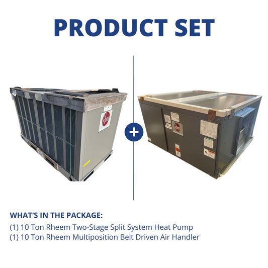 10 Ton Split System Heat Pump and Low Profile Air Handler, 460/60/3, R-410A