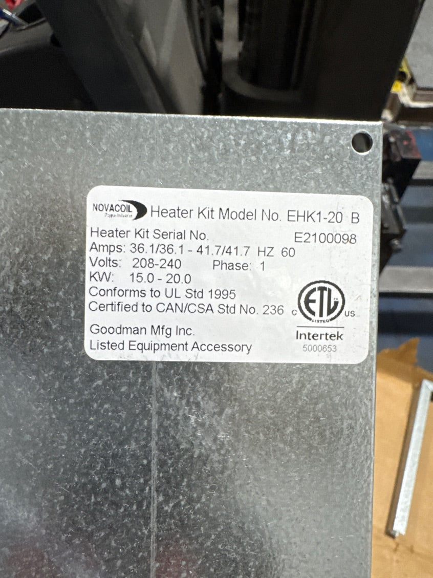 20 KW Electric Heat Kit 208/240/60/1