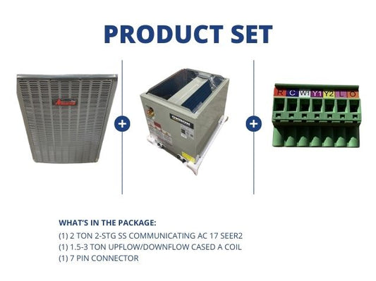 2 Ton 2-Stg SS Communicating AC 17 SEER2, 1.5-3 Ton Upflow/Downflow Cased A Coil and 7 Pin Connector