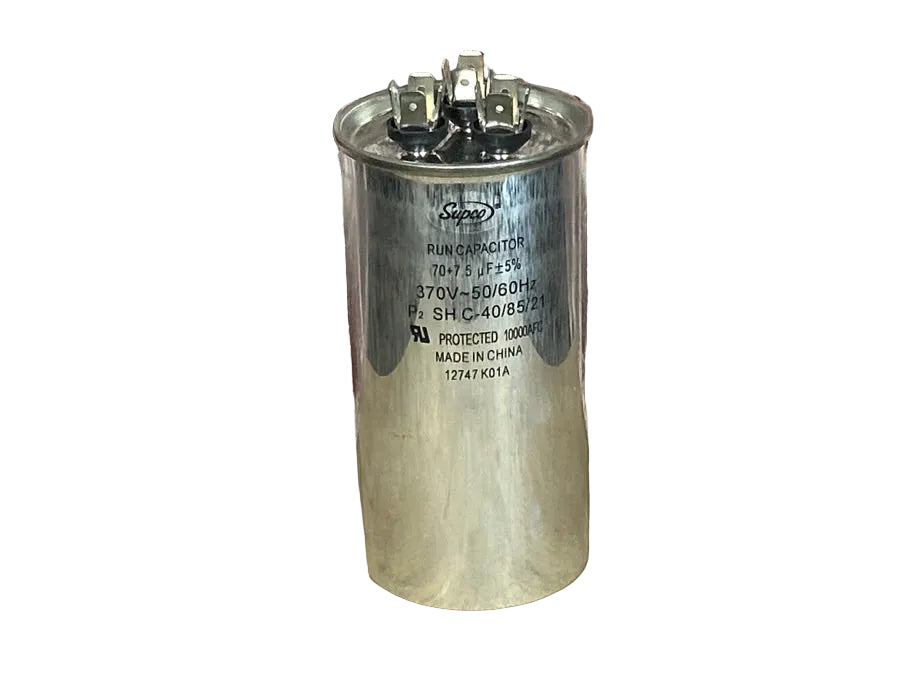 370 Vac, 70+7.5MFD 50/60 Hz, Round Capacitor