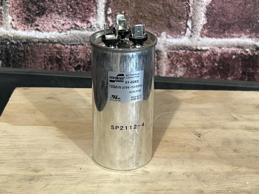 370 Vac, 30+7.5MFD 50/60 Hz, Round Capacitor