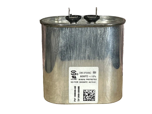 370 Vac, 80MFD 50/60 Hz, Oval Capacitor