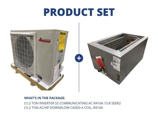 2 Ton Inverter SS Communicating AC R410A 15.8 SEER2 with 2 Ton AC/HP Downflow Cased A Coil, R410A