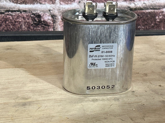370 Vac, 25MFD 50/60 Hz, Oval Capacitor
