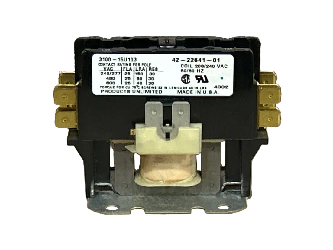 208/240 V, 50/60 Hz, 25 Amps 1 Pole Contactor