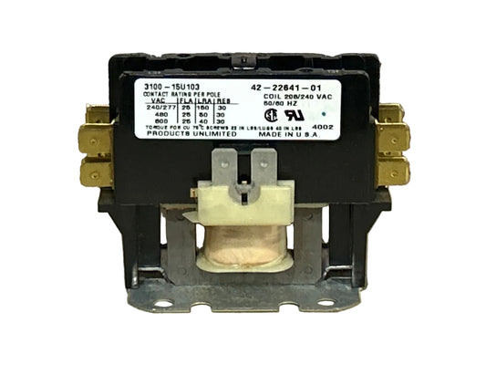 208/240 V, 50/60 Hz, 25 Amps 1 Pole Contactor