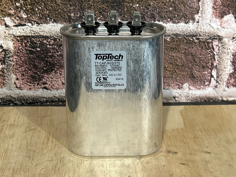 370 Vac, 80+5MFD 50/60 Hz, Round Capacitor