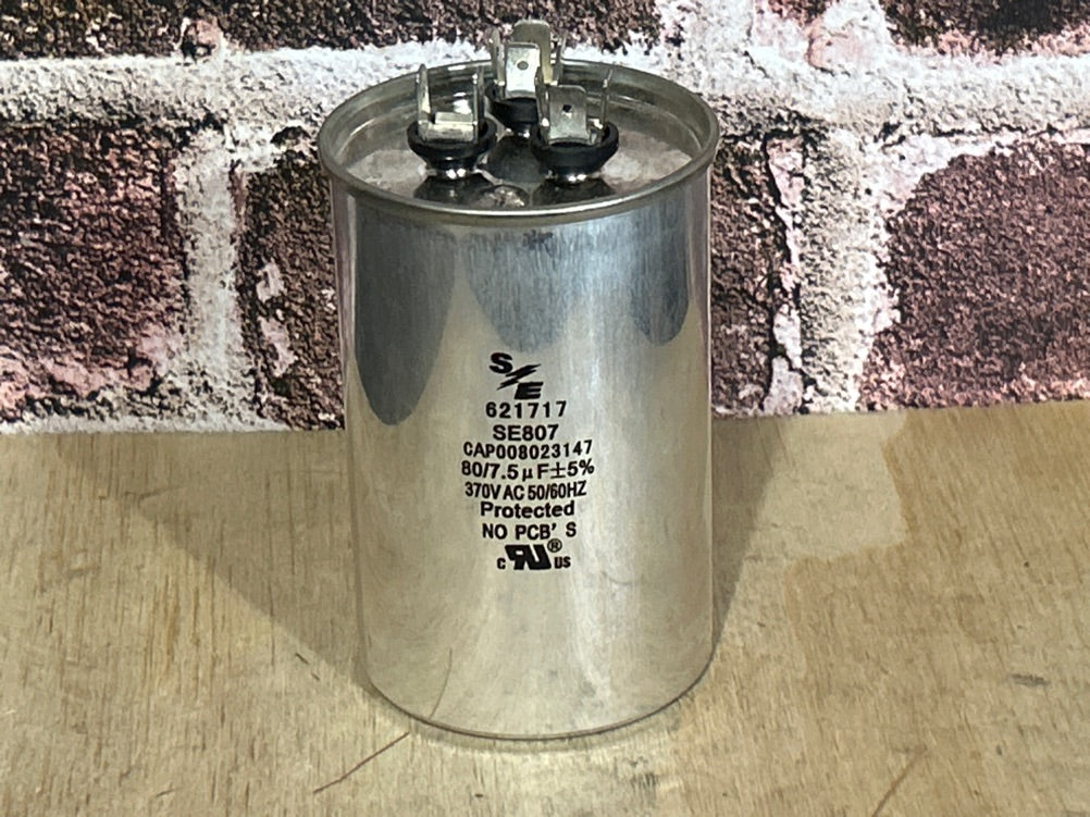 370 Vac, 80+7.5MFD 50/60 Hz, Round Capacitor