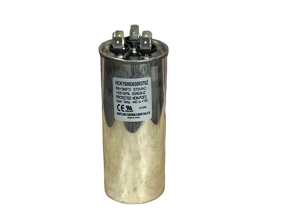 50+3 MFD x 370 VAC Round Dual Run Capacitor