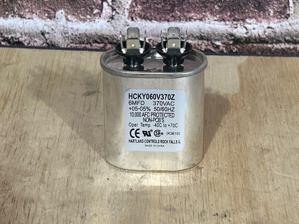 370 Vac, 6MFD 50/60 Hz, Oval Capacitor