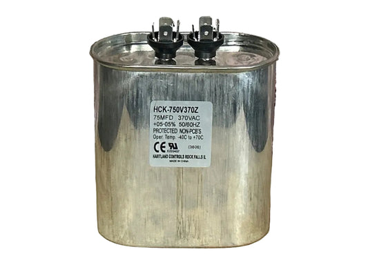 370 Vac, 75MFD 50/60 Hz, Oval Capacitor