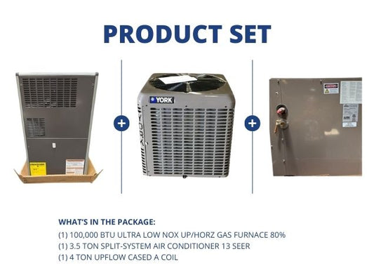 100,000 BTU Ultra Low NOx Up/Horz Gas Furnace 80%, 3.5 Ton SS AC 13 SEER, 4 Ton Upflow Cased A Coil