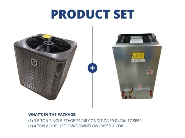 3.5 Ton Single-Stage SS Air Conditioner R410A 17 SEER with 4 Ton AC/HP Upflow/Downflow Cased A Coil