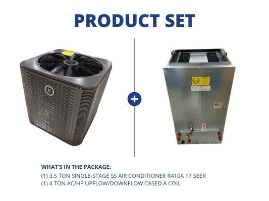 3.5 Ton Single-Stage SS Air Conditioner R410A 17 SEER with 4 Ton AC/HP Upflow/Downflow Cased A Coil