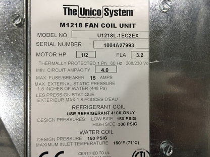 Fan coil geotérmico de flujo ascendente horizontal/vertical de 1,5 toneladas CA/HP; 208-230/60/1, R22 o R-410A