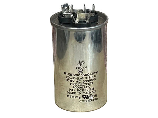 370 Vac, 20+5MFD 50/60 Hz, Round Capacitor