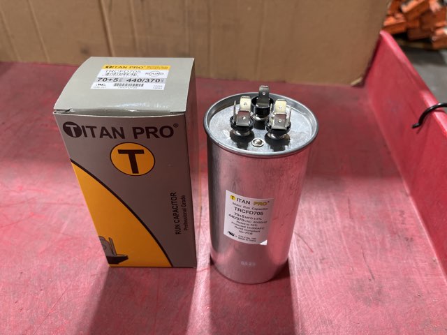 70+5MFD x 440/370VAC Round Dual Run Capacitor