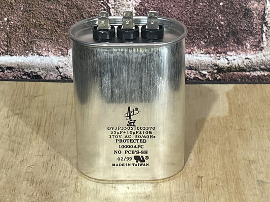 370 VAC, 35+10MFD 50/60 Hz, Oval Capacitor