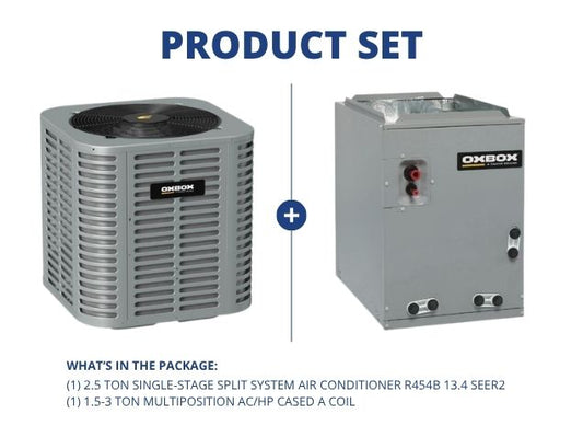2.5 Ton 1-Stg SS Air Conditioner 208-230/60/1 R454B 13.4 SEER2 with 1.5-3 Ton AC/HP Multi Cased Coil