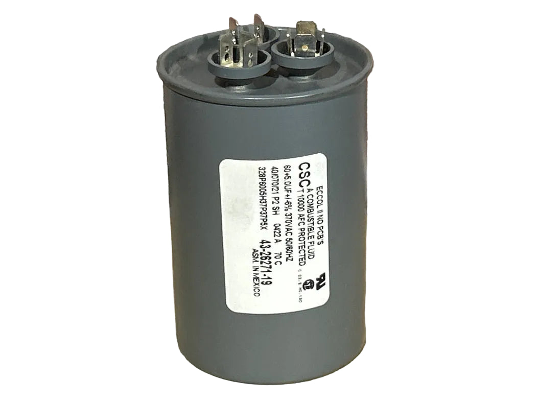 370 Vac, 60+5MFD 50/60 Hz, Round Capacitor