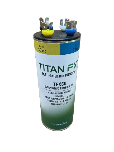 370/440 Vac, 60 MFD (5/25/30), 50/60 Hz, Multi-Rated Round Capacitor