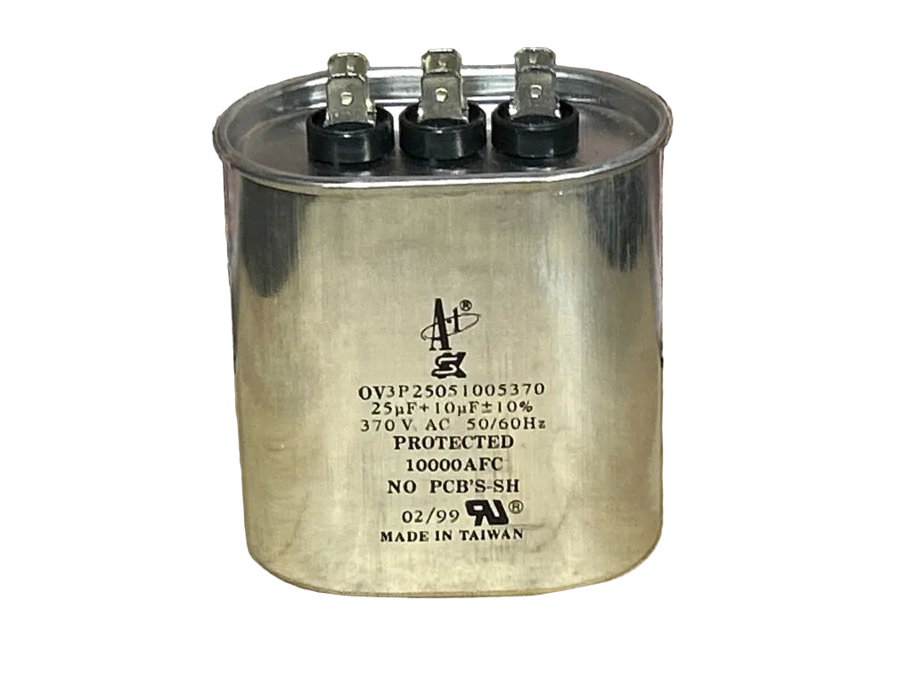 370 Vac, 25+10MFD 50/60 Hz, Oval Capacitor