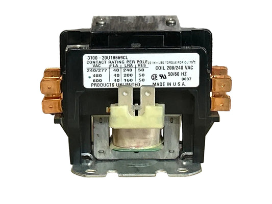 208/240 V, 50/60 Hz, 40 Amps 2 Pole Contactor