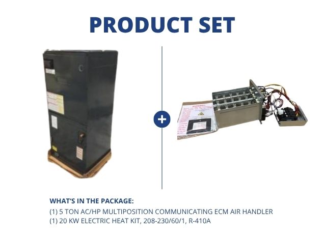 5 Ton AC/HP Multi Communicating ECM Air Handler W/20 Kw Heat Kit, 208-230/60/1, R-410A