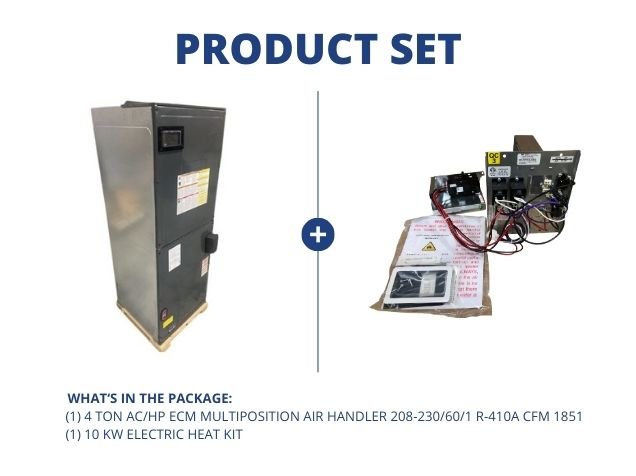 4 Ton AC/HP ECM Multiposition Air Handler 208-230/60/1 R-410A CFM 1851 with 10 kW Electric Heat Kit