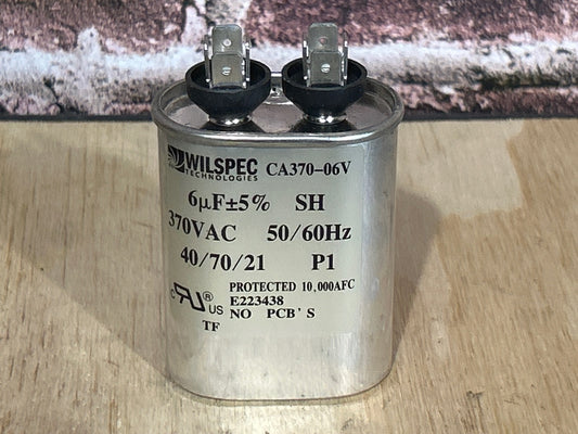 370 Vac, 6MFD 50/60 Hz, Oval Capacitor