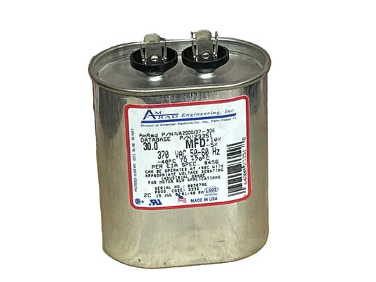 370 Vac, 30MFD 50/60 Hz, Oval Capacitor