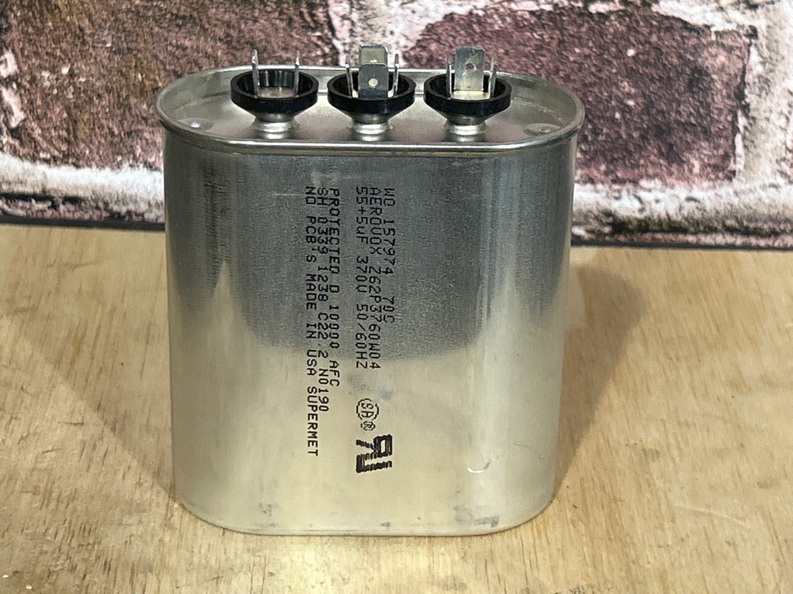 370 Vac, 55+5MFD 50/60 Hz, Oval Capacitor