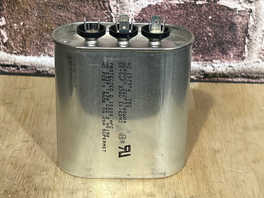 370 Vac, 55+5MFD 50/60 Hz, Oval Capacitor