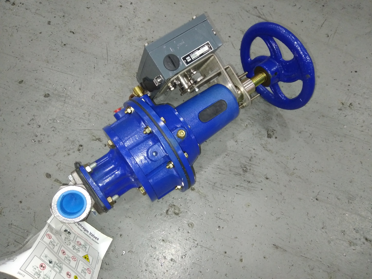 1 Mpt x 1"Mpt Weir Type Industrial Diaphragm Valve With Pneumatic Positioner "