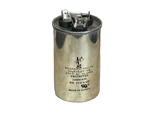 370 Vac, 20+15MFD 50/60 Hz, Round Capacitor