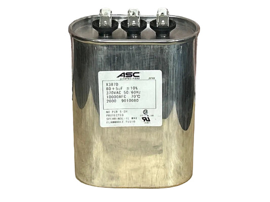 370 Vac, 80+5MFD 50/60 Hz, Oval Capacitor