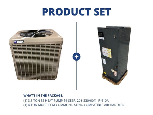 3.5 Ton SS Heat Pump 16 SEER, 208-230/60/1, R-410A with 4 Ton Multi ECM Comm Compatible Air Handler