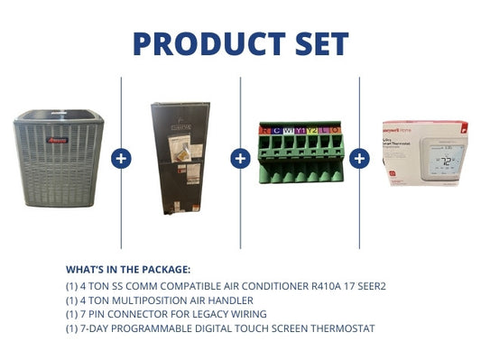 4 Ton SS Comm Comp AC with 4 Ton Multi Air Handler with 7 Pin Connector with Programmable Thermostat
