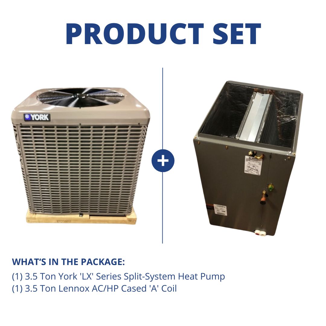 3.5 Ton SS Heat Pump R-410A 16 Seer and 3.5 Ton Upflow Cased Evap Coil 17.5w